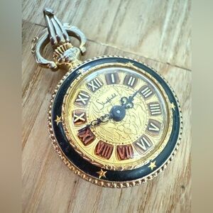 Vintage Sheffield ladies gold tone winding mechanical pendant pocket watch